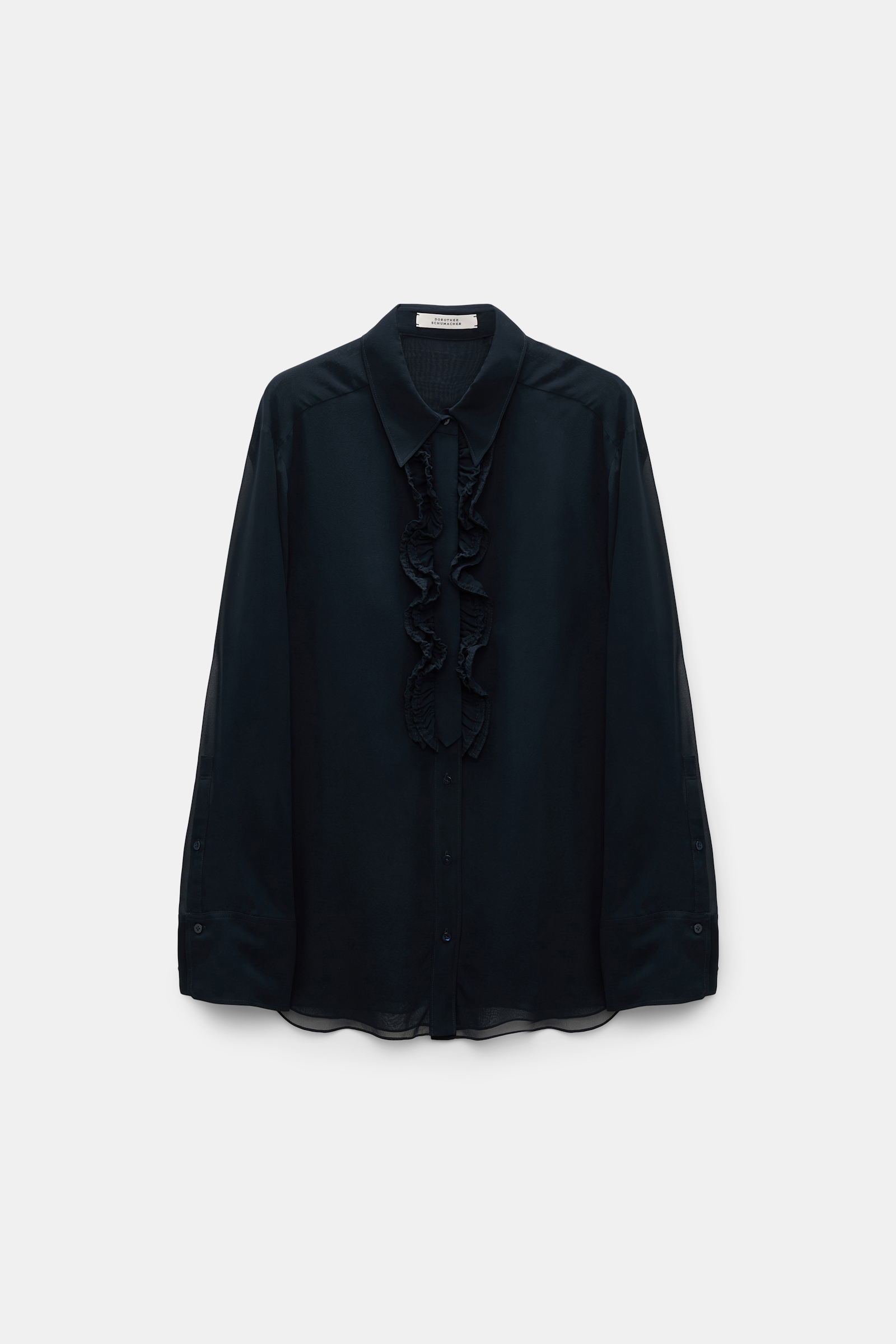 Dorothee Schumacher Silk-georgette shirt with ruffle detail dark navy