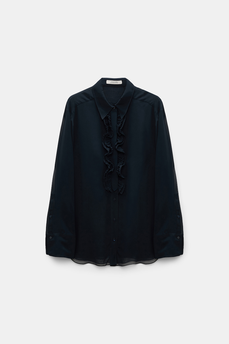 DOROTHEE SCHUMACHER SILK-GEORGETTE SHIRT WITH RUFFLE DETAIL