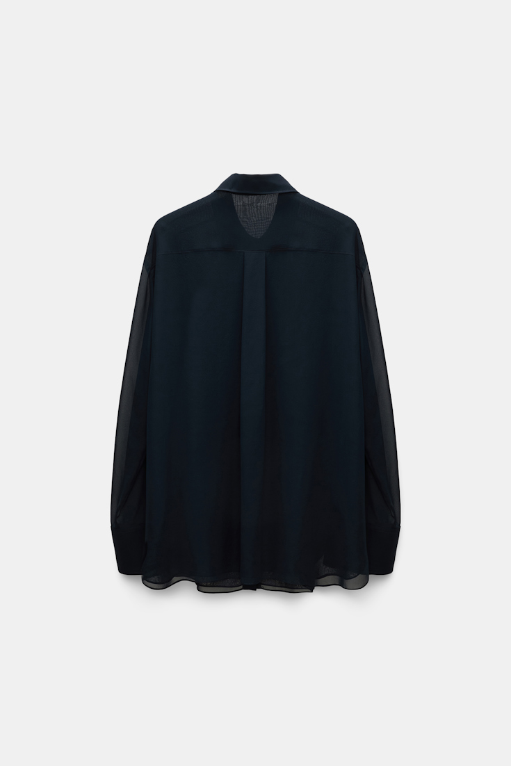 Dorothee Schumacher Silk-georgette shirt with ruffle detail dark navy