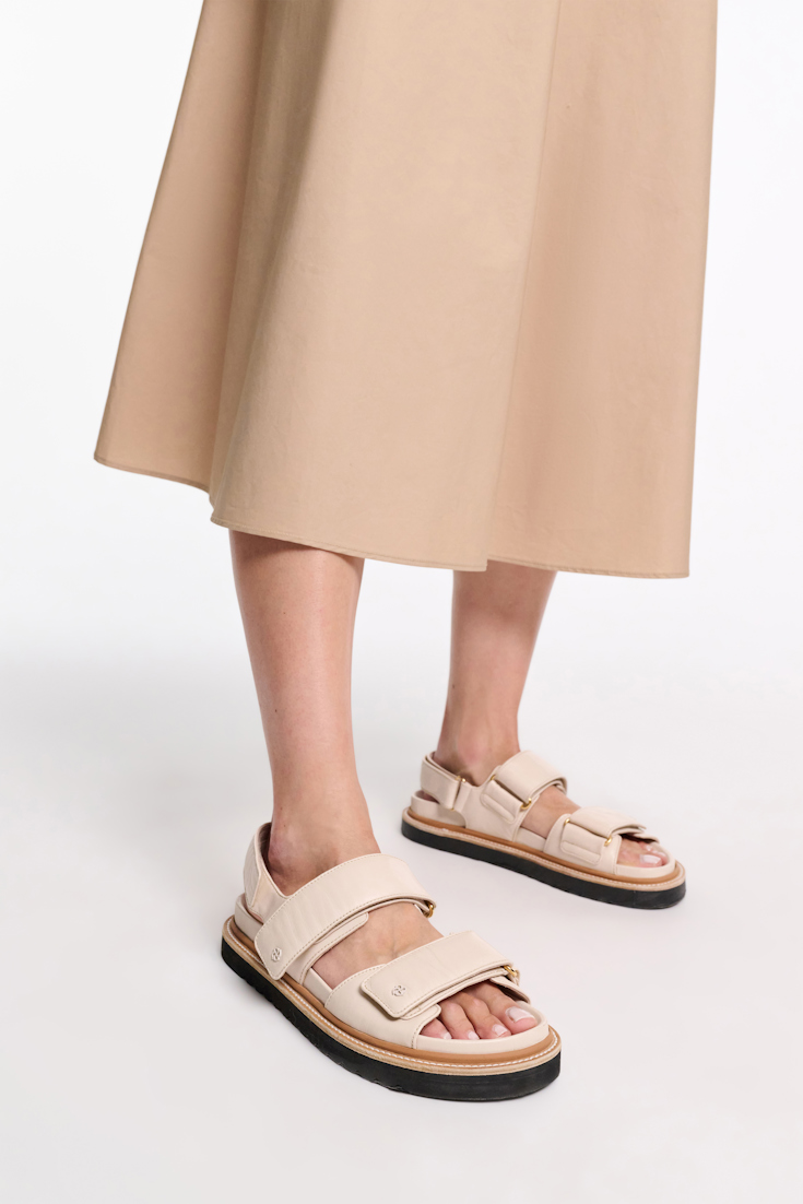 Dorothee Schumacher Leather Velcro strap sandals ivory