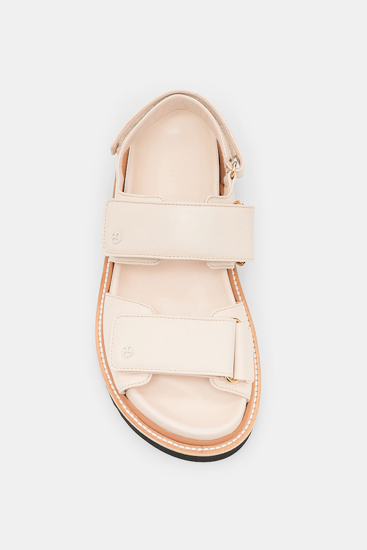 Dorothee Schumacher Leather Velcro strap sandals ivory