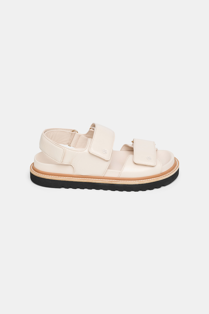 Dorothee Schumacher Leather Velcro strap sandals ivory