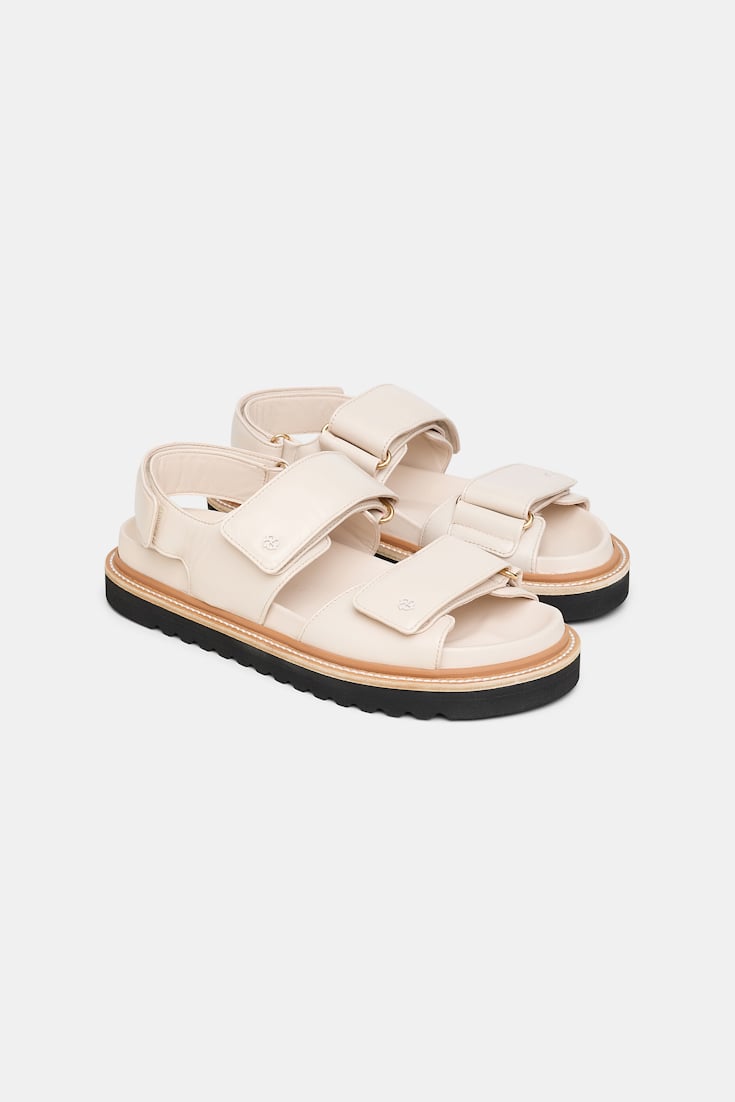 Dorothee Schumacher Leather Velcro strap sandals ivory