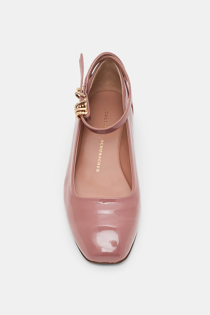 Dorothee Schumacher Patent leather ballerinas with ankle strap copper