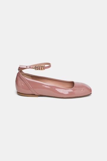Dorothee Schumacher Patent leather ballerinas with ankle strap copper