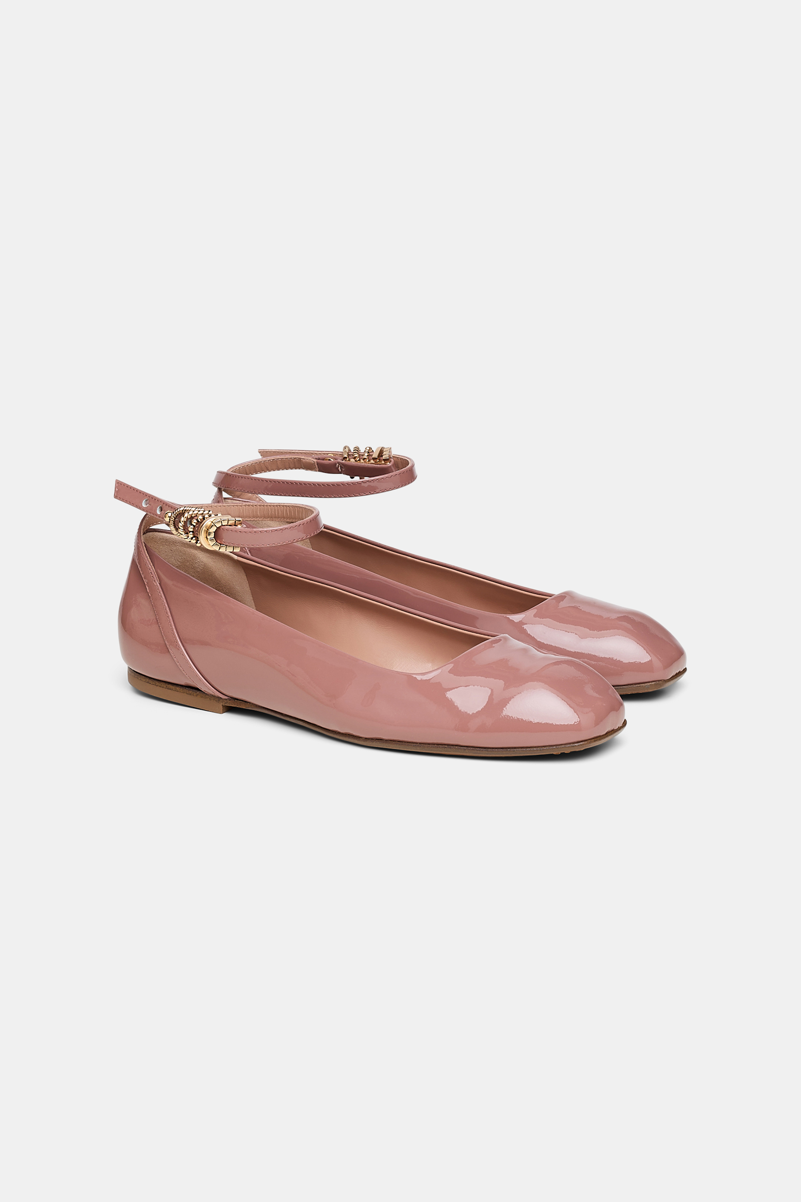 Dorothee Schumacher Patent leather ballerinas with ankle strap copper