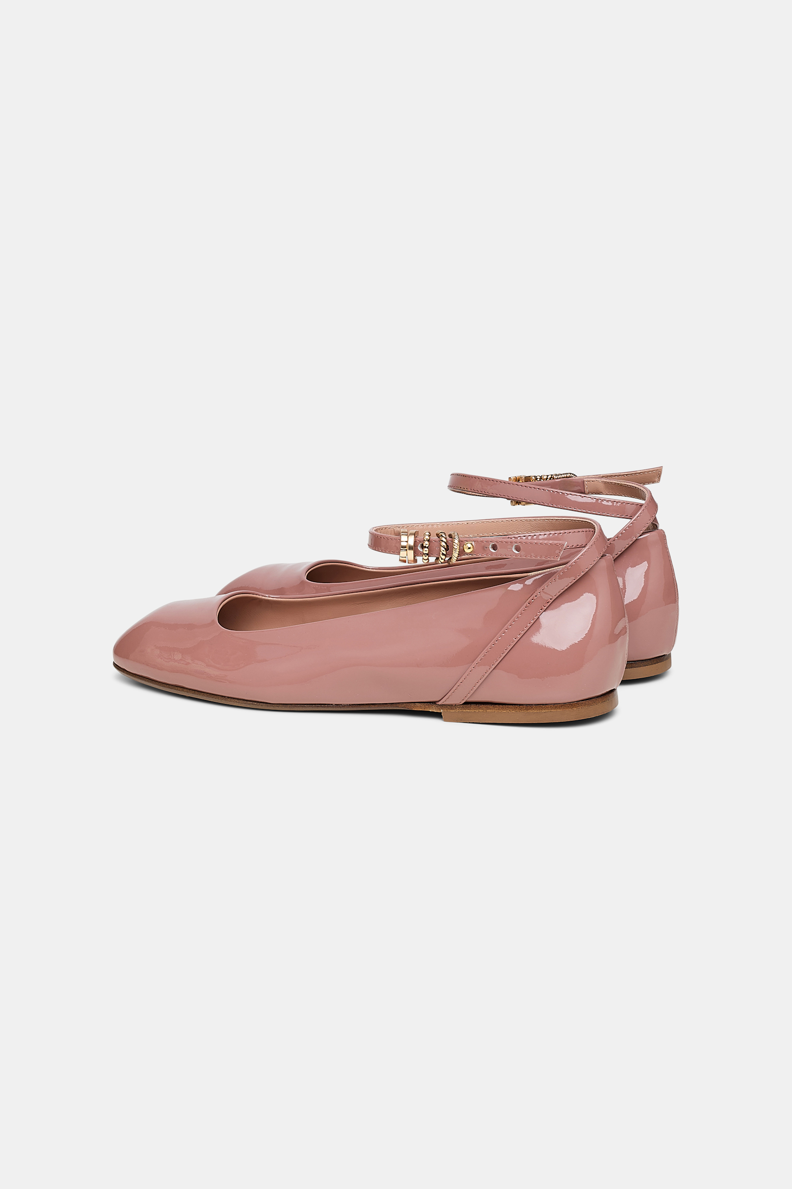 Dorothee Schumacher Patent leather ballerinas with ankle strap copper