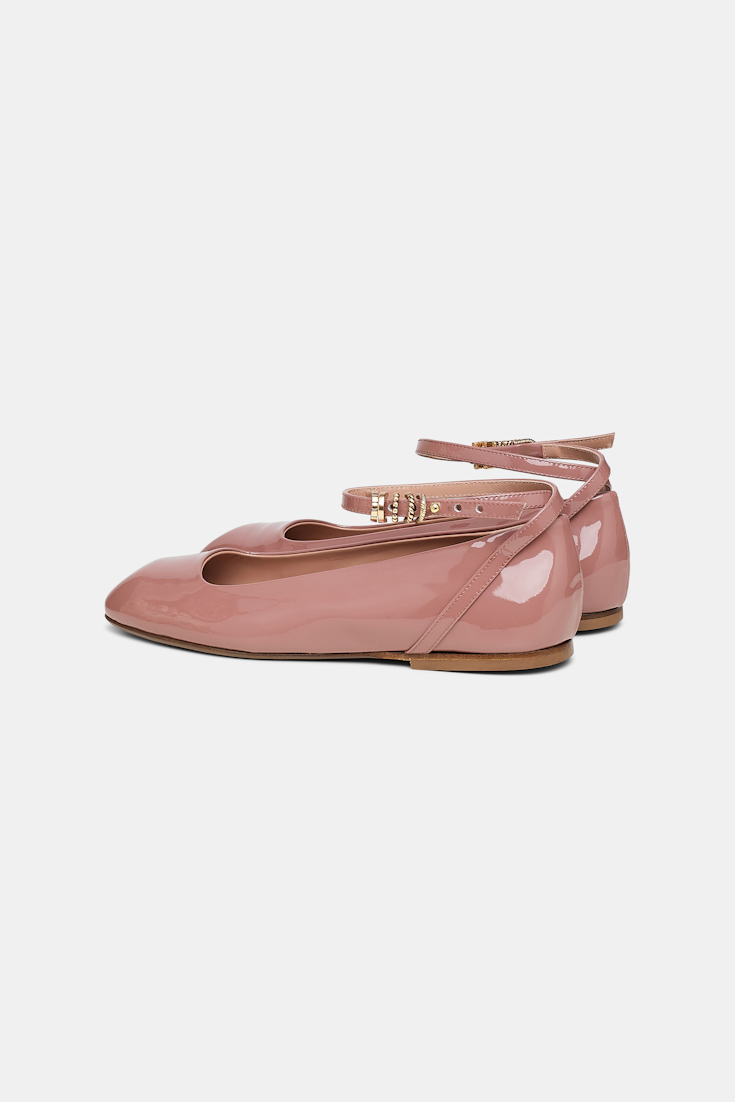 Dorothee Schumacher Patent leather ballerinas with ankle strap copper