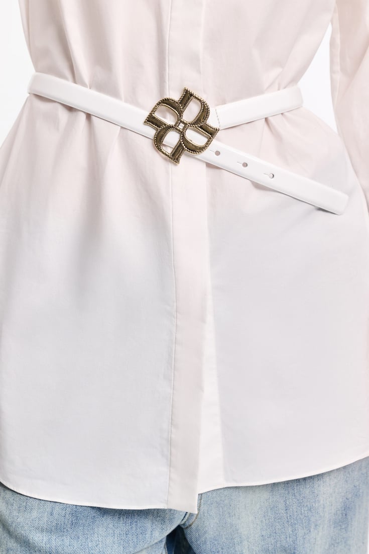 Dorothee Schumacher Boxcalf belt with D-rose buckle pure white