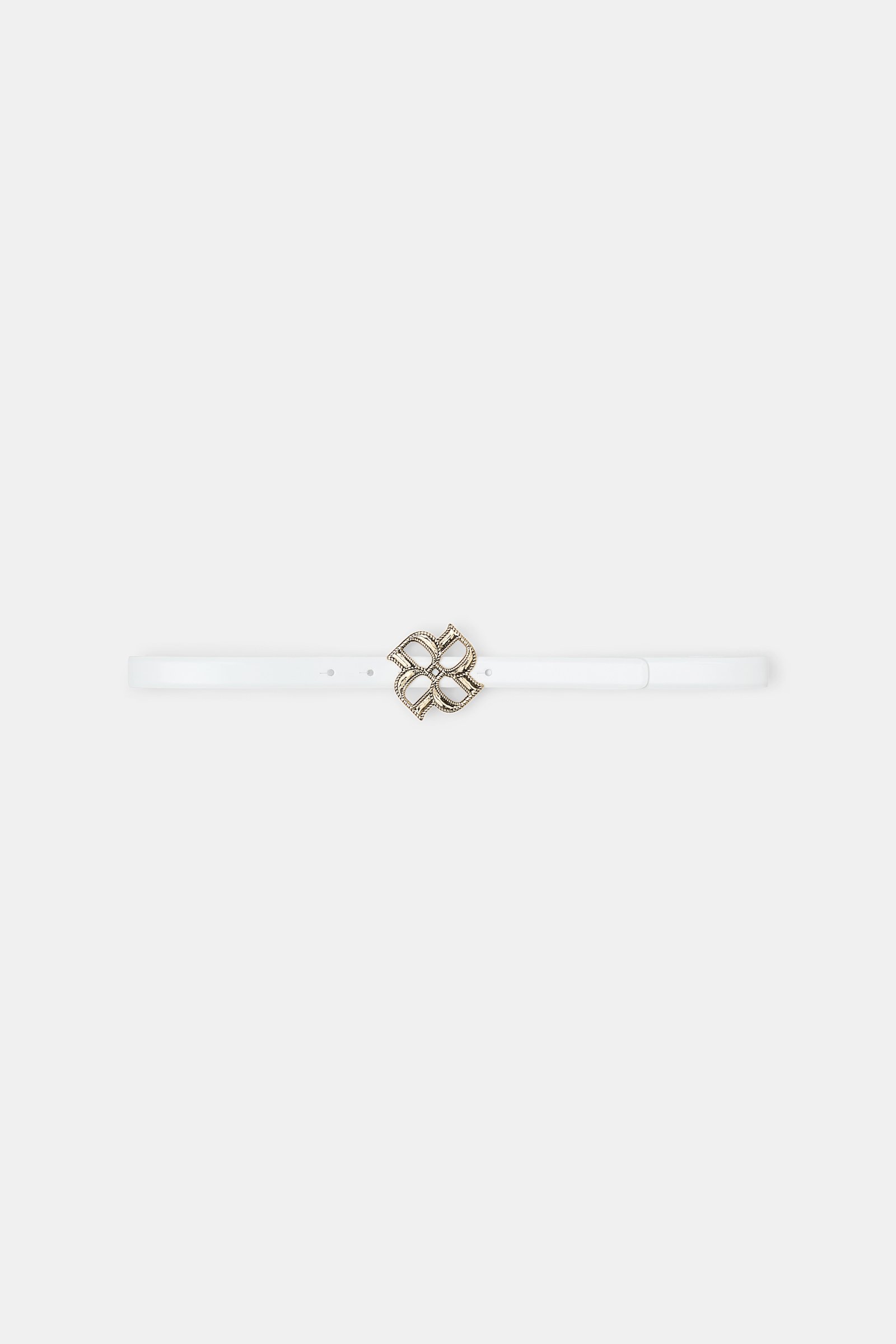 Dorothee Schumacher Boxcalf belt with D-rose buckle pure white