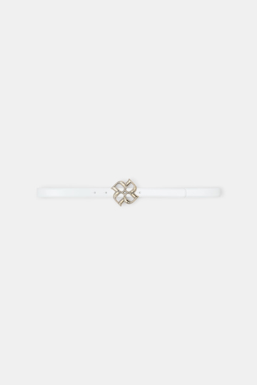 Dorothee Schumacher Boxcalf belt with D-rose buckle pure white