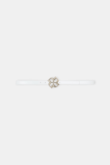 Dorothee Schumacher Boxcalf belt with D-rose buckle pure white