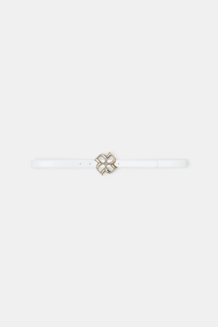 Dorothee Schumacher Boxcalf belt with D-rose buckle pure white