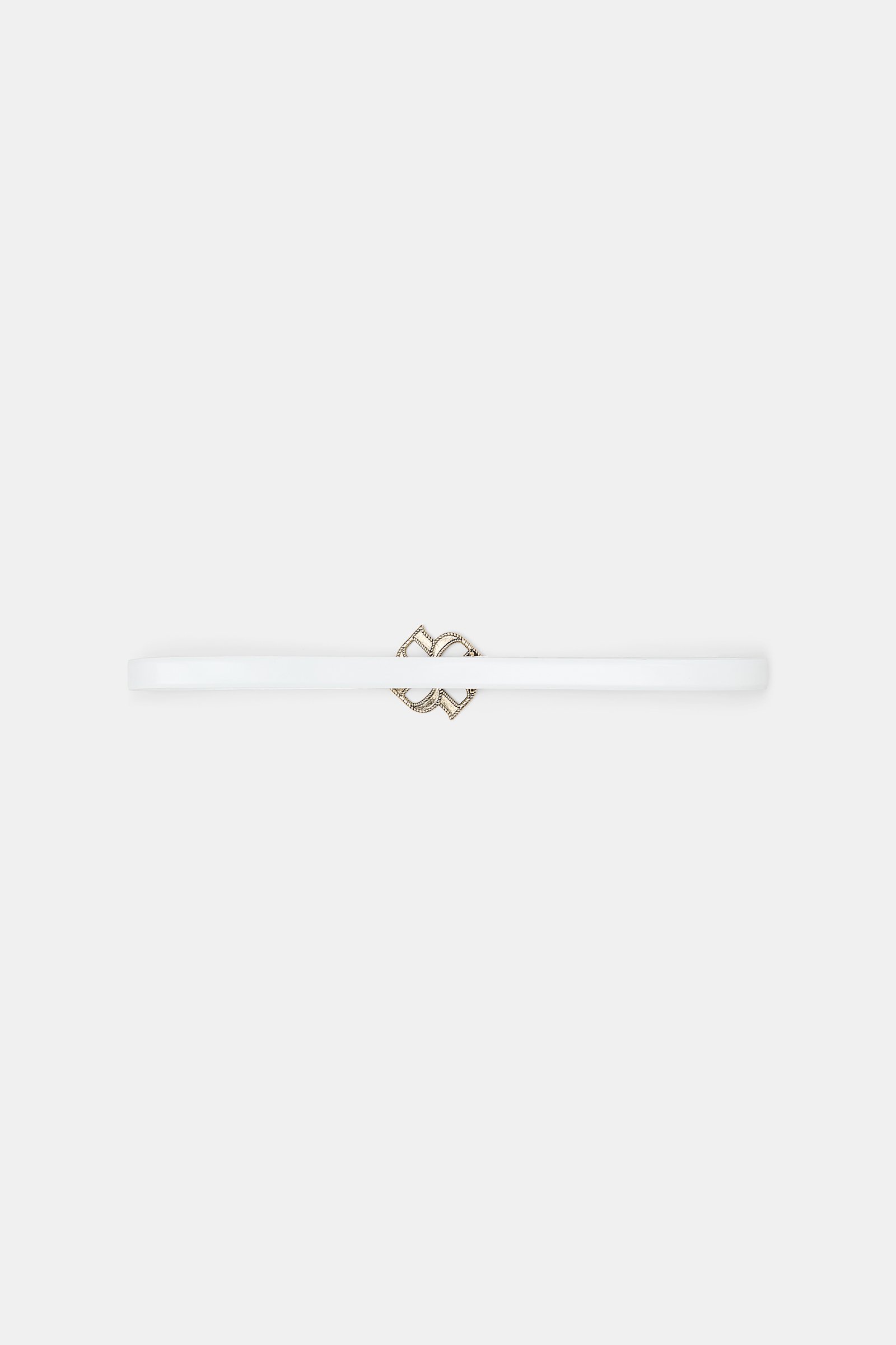 Dorothee Schumacher Boxcalf belt with D-rose buckle pure white
