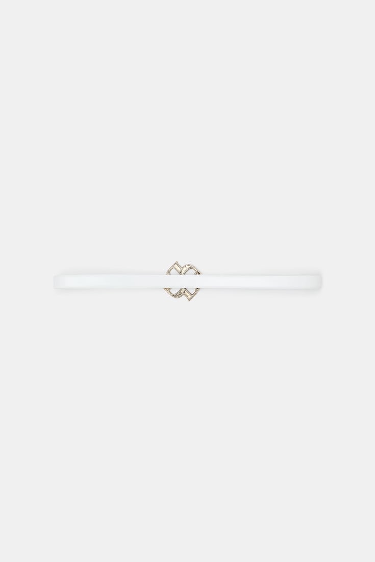 Dorothee Schumacher Boxcalf belt with D-rose buckle pure white