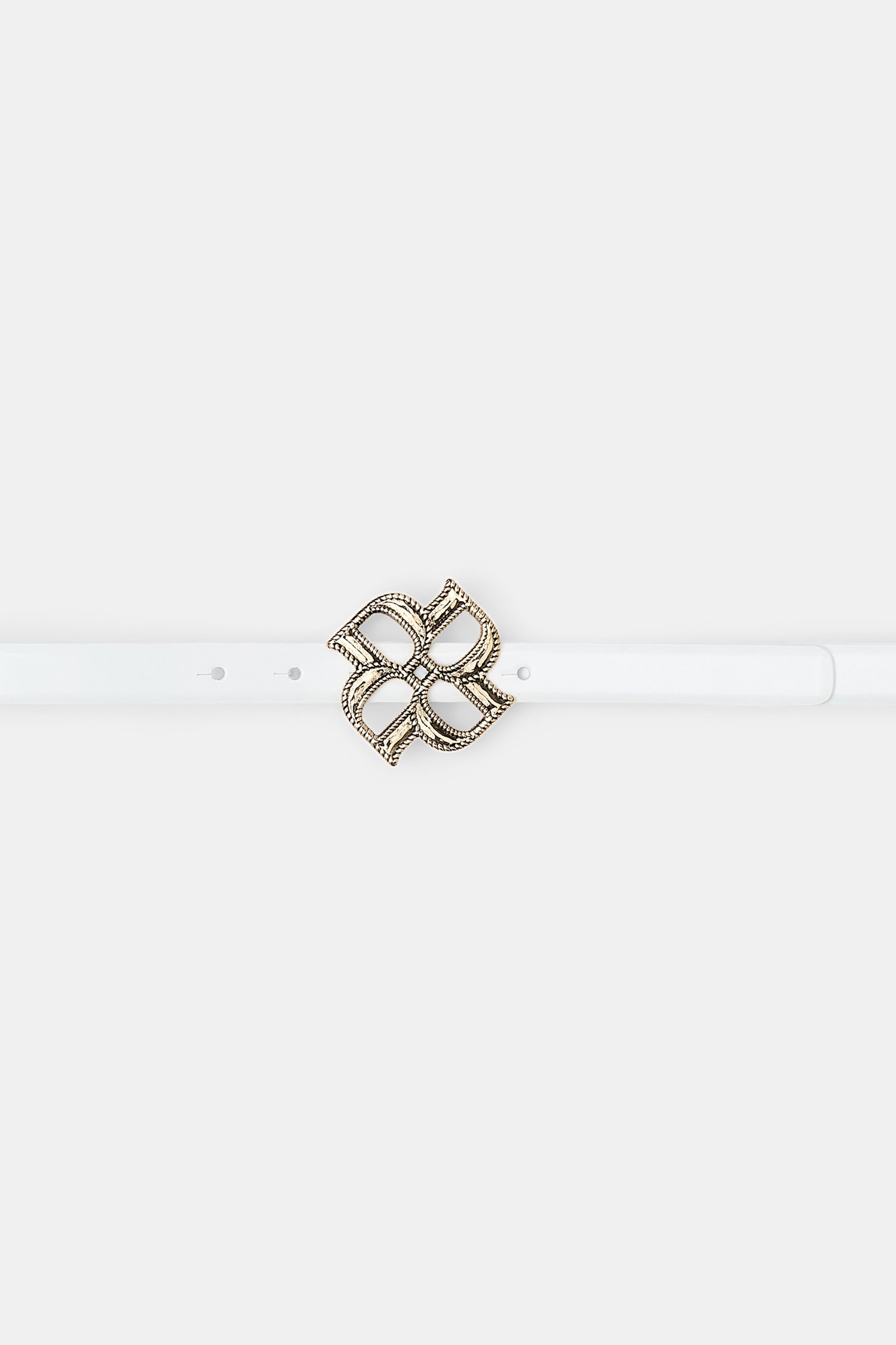 Dorothee Schumacher Boxcalf belt with D-rose buckle pure white