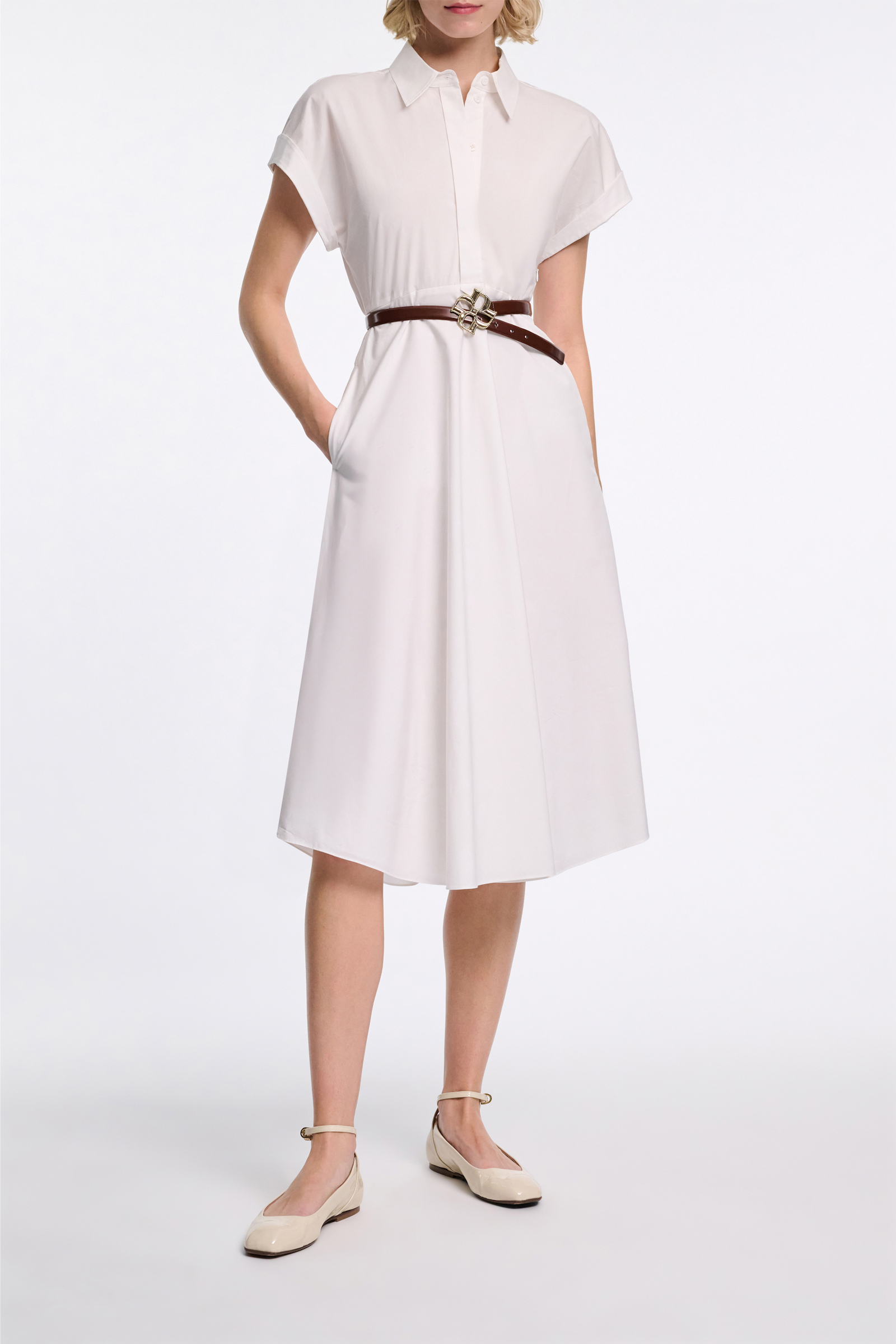 Dorothee Schumacher Boxcalf belt with D-rose buckle chocolate