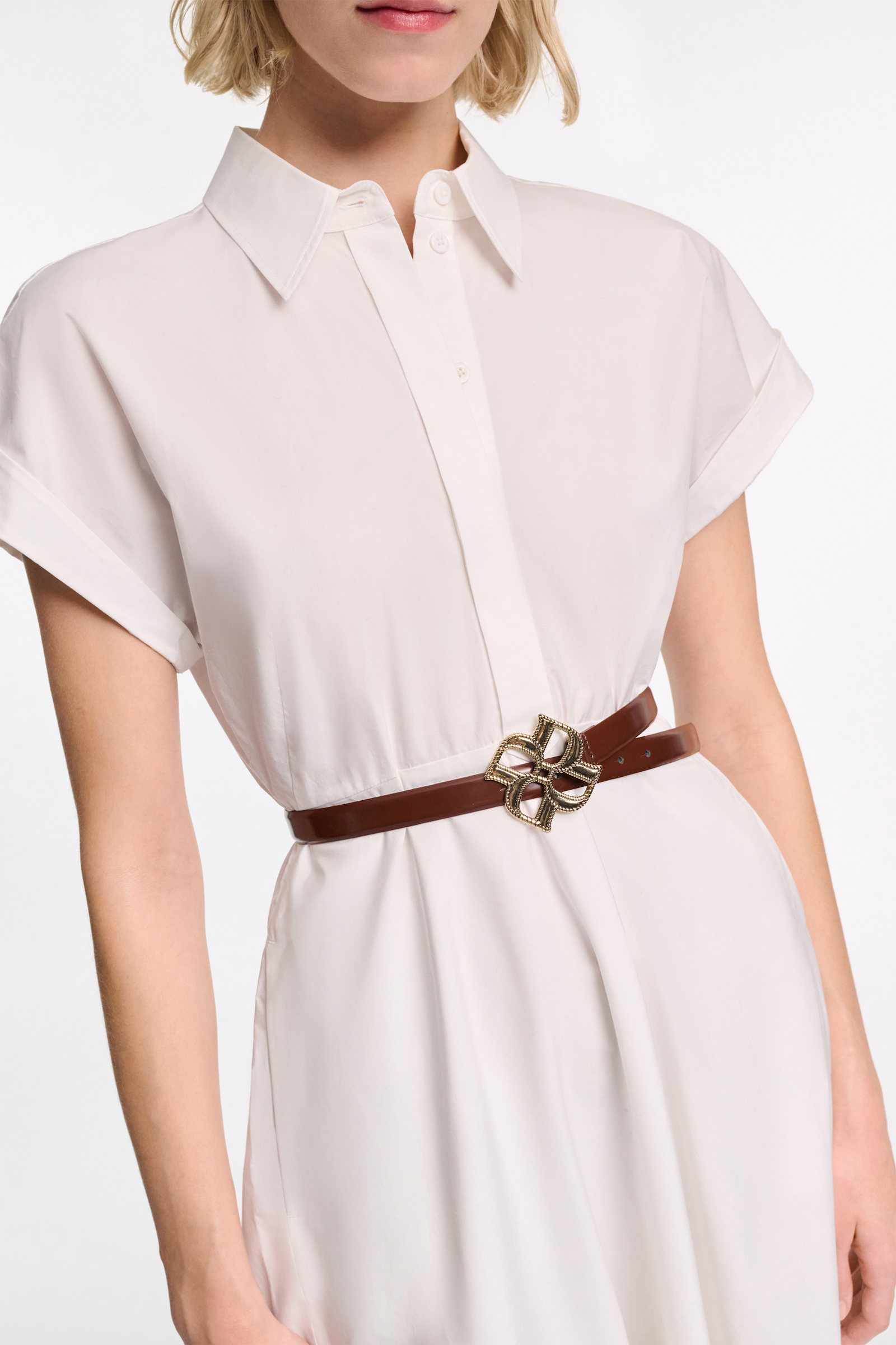 Dorothee Schumacher Boxcalf belt with D-rose buckle chocolate