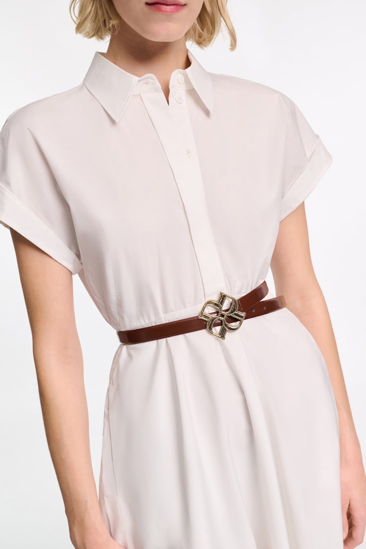 Dorothee Schumacher Boxcalf belt with D-rose buckle chocolate