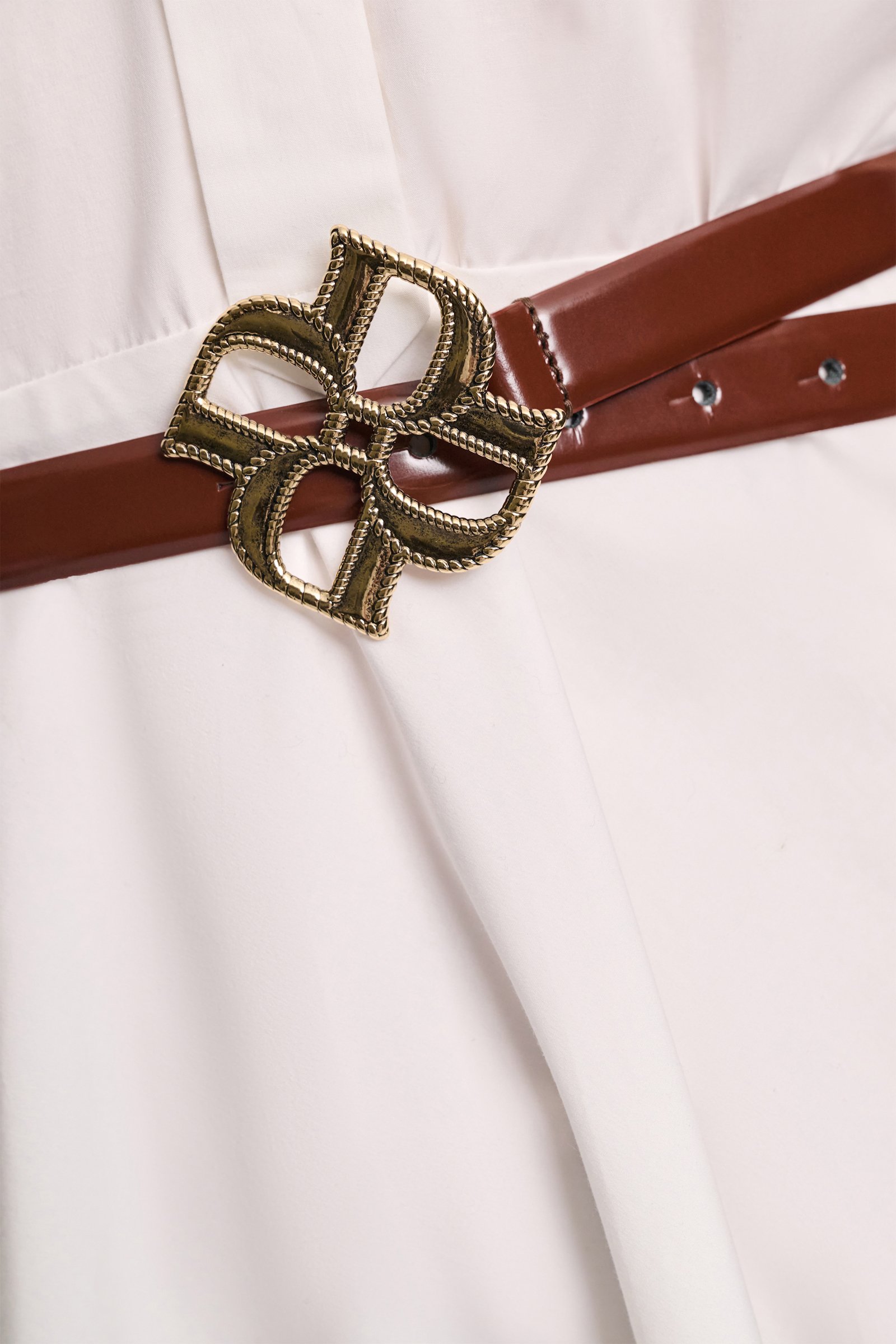 Dorothee Schumacher Boxcalf belt with D-rose buckle chocolate