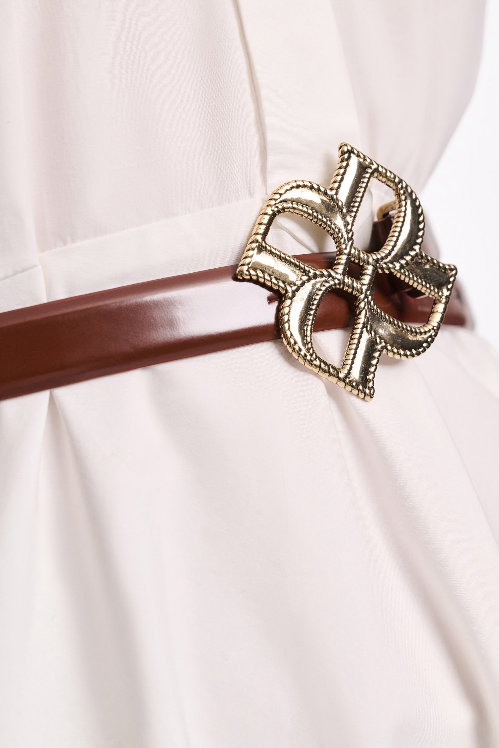 Dorothee Schumacher Boxcalf belt with D-rose buckle chocolate