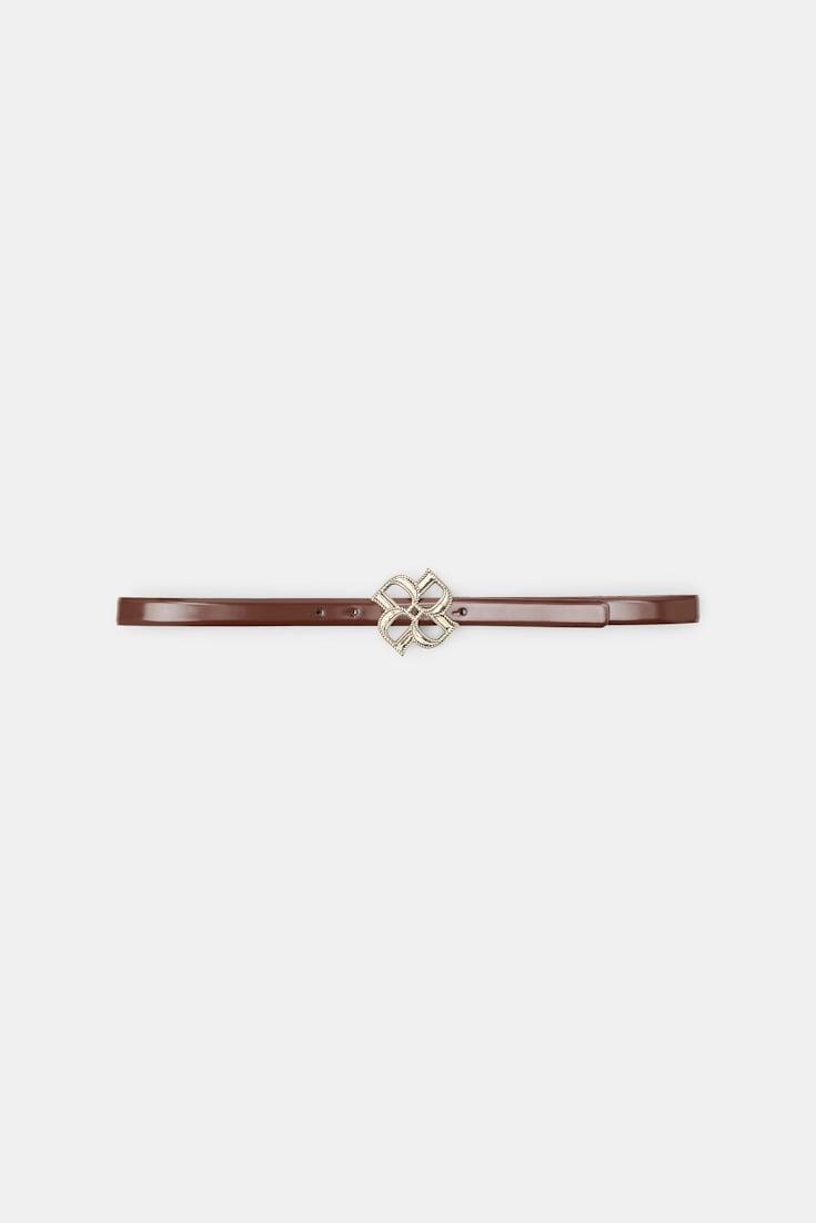 Dorothee Schumacher Boxcalf belt with D-rose buckle chocolate