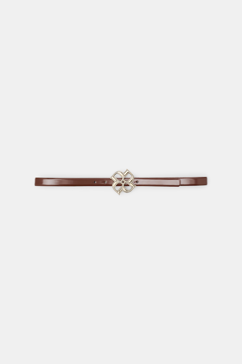 Dorothee Schumacher Thin Pebbled Leather Belt With D-rose Buckle
