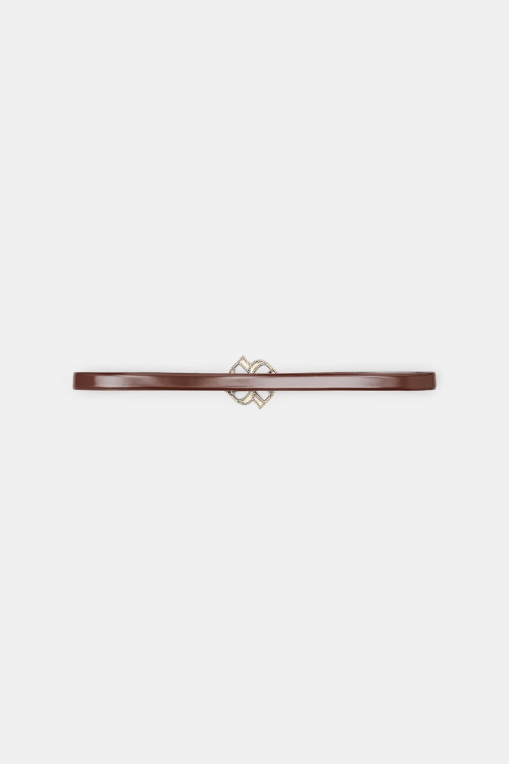 Dorothee Schumacher Boxcalf belt with D-rose buckle chocolate