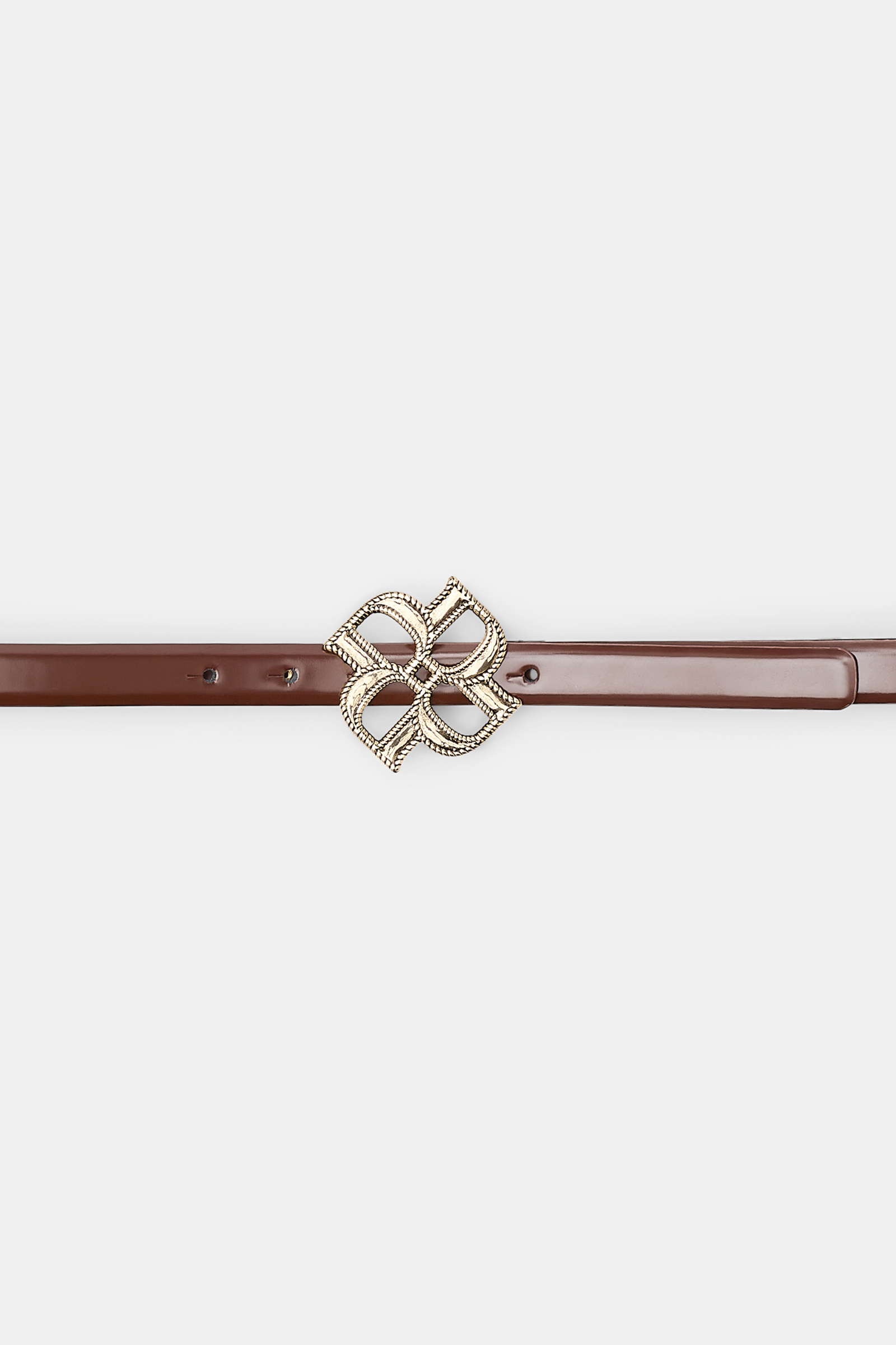 Dorothee Schumacher Boxcalf belt with D-rose buckle chocolate