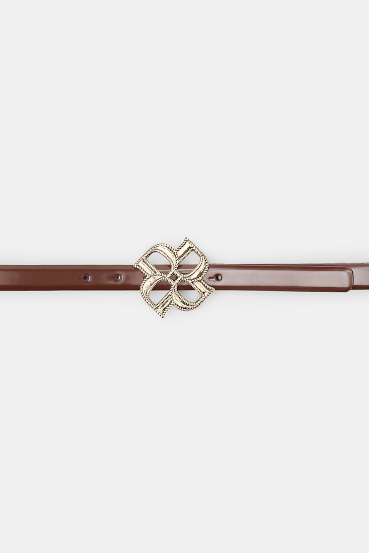 Dorothee Schumacher Boxcalf belt with D-rose buckle chocolate