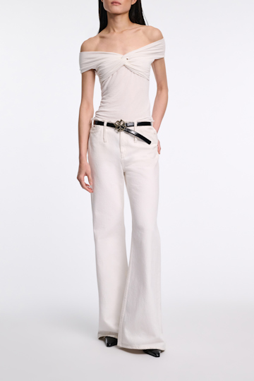 Dorothee Schumacher Boxcalf belt with D-rose buckle pure black