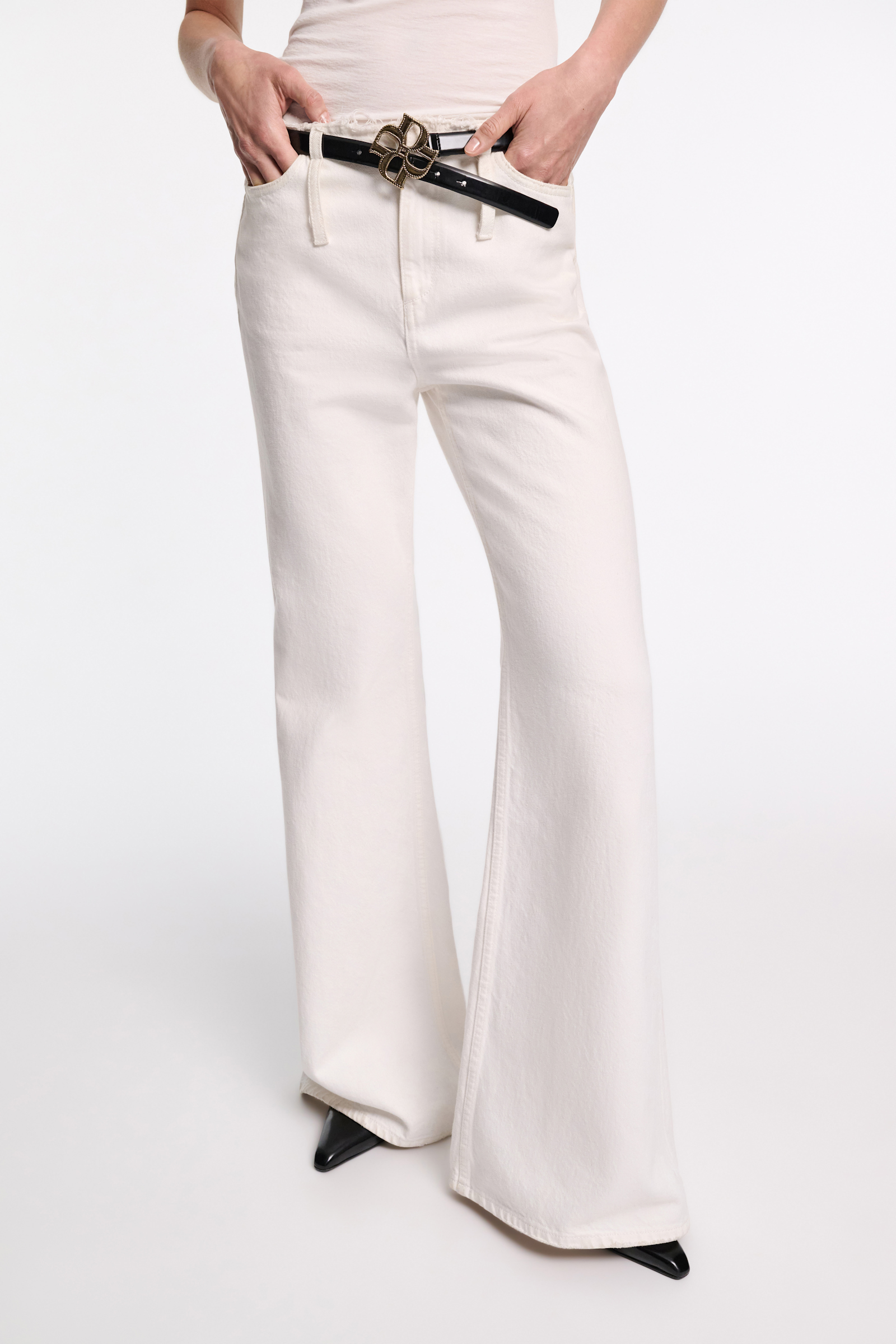 Dorothee Schumacher Boxcalf belt with D-rose buckle pure black