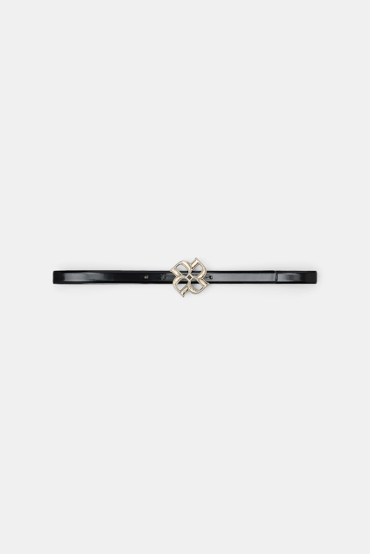 Dorothee Schumacher Boxcalf belt with D-rose buckle pure black