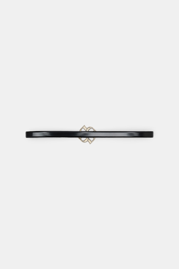 Dorothee Schumacher Boxcalf belt with D-rose buckle pure black