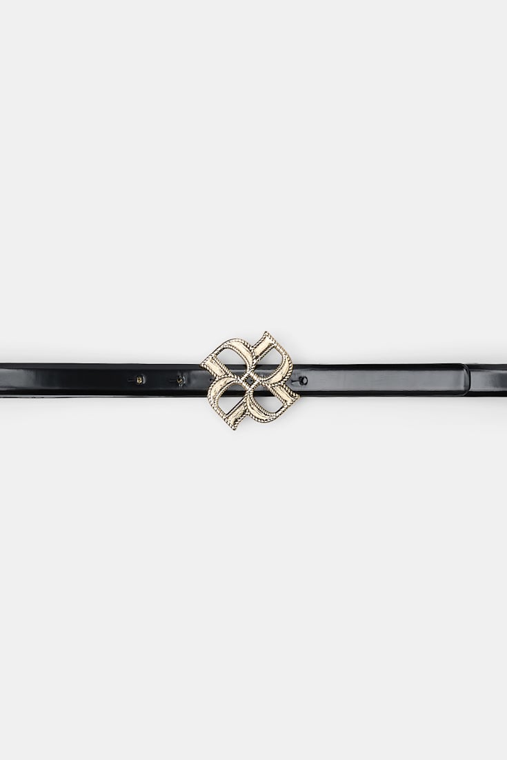 Dorothee Schumacher Boxcalf belt with D-rose buckle pure black