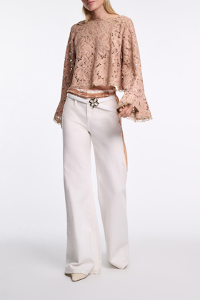 Dorothee Schumacher Sequin embellished ribbon tie belt burnt brown