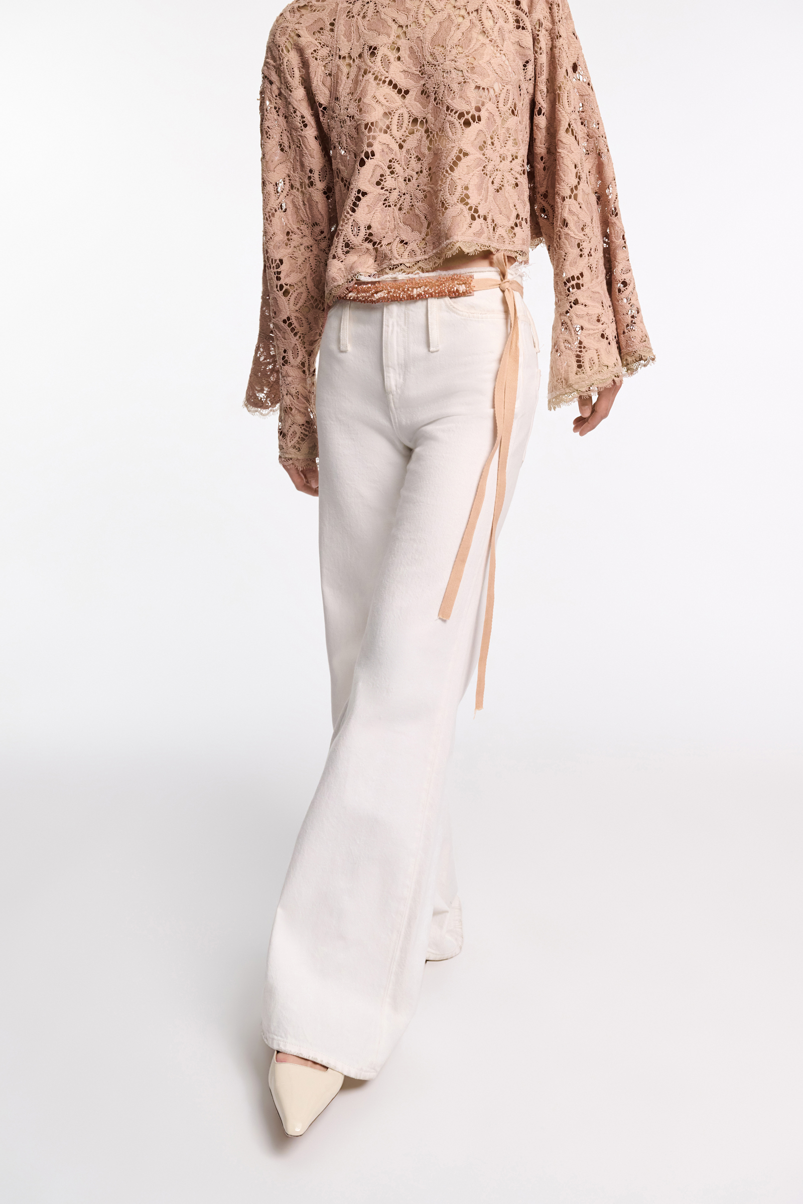 Dorothee Schumacher Sequin embellished ribbon tie belt burnt brown