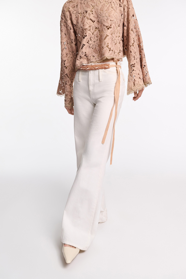 Dorothee Schumacher Sequin embellished ribbon tie belt burnt brown