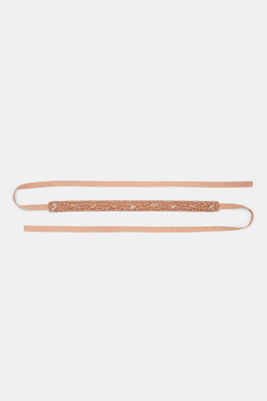 Dorothee Schumacher Sequin embellished ribbon tie belt burnt brown