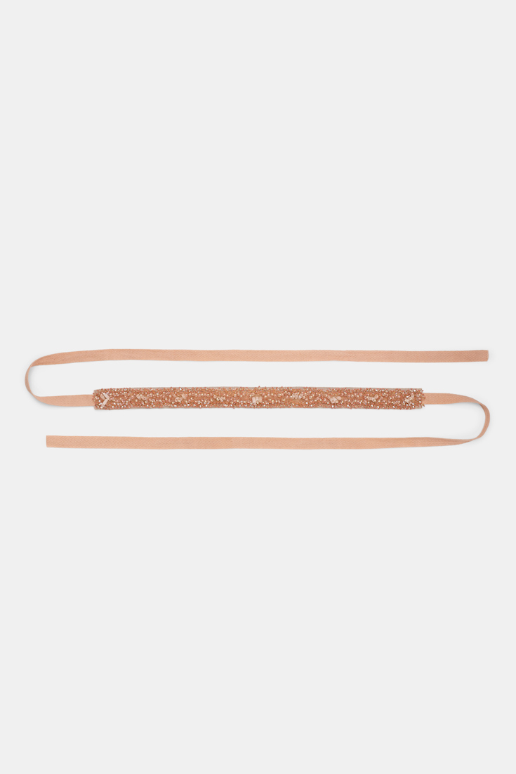 Dorothee Schumacher Sequin embellished ribbon tie belt burnt brown