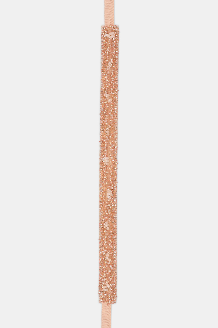 Dorothee Schumacher Sequin embellished ribbon tie belt burnt brown