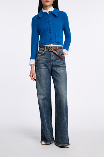 Dorothee Schumacher Thin pebbled leather belt with D-rose buckle dark chocolate