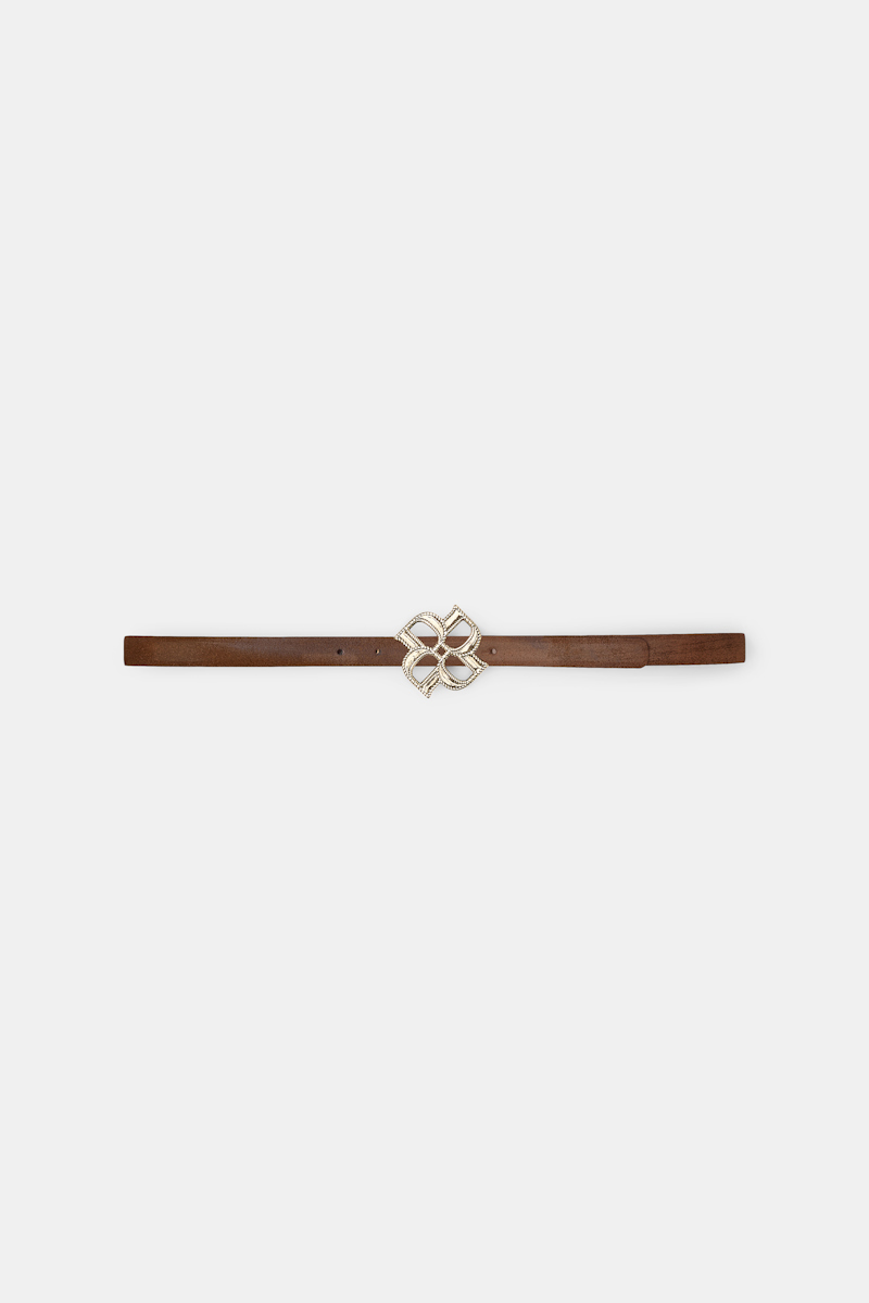 Dorothee Schumacher Thin Pebbled Leather Belt With D-rose Buckle