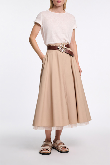 Dorothee Schumacher Schmaler Cuoio-Ledergürtel mit D-Rose Schließe dark chocolate