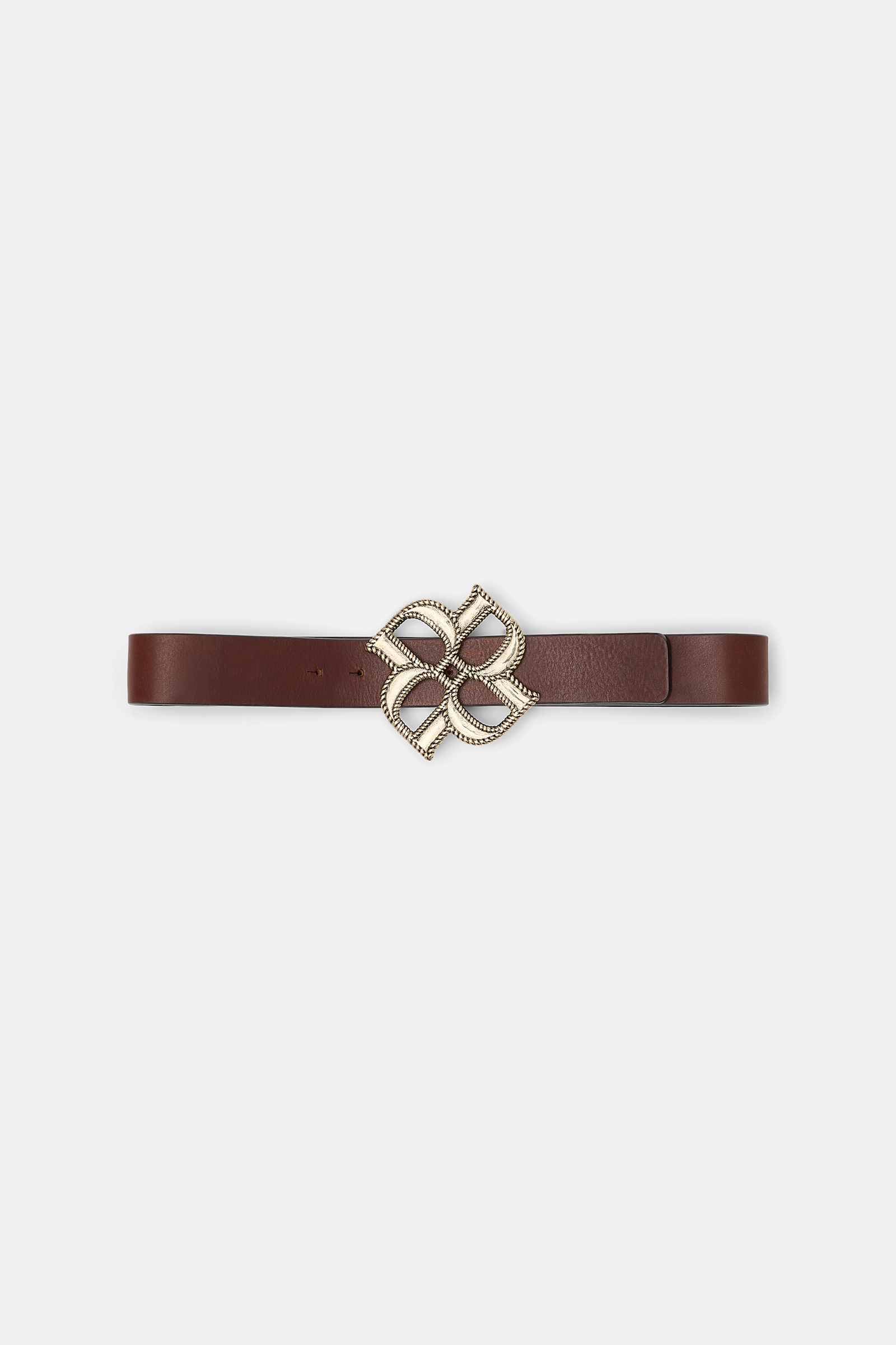 Dorothee Schumacher Wide pebbled leather belt with D-rose buckle dark chocolate