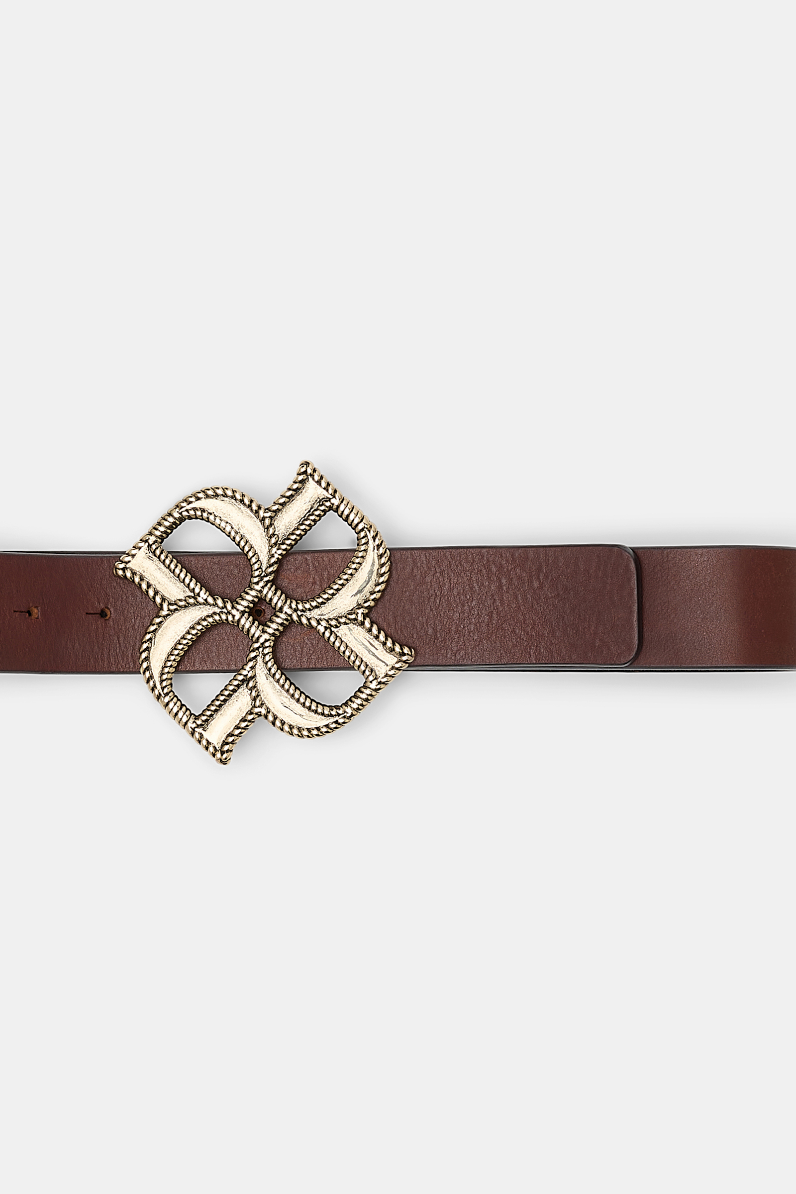 Dorothee Schumacher Wide pebbled leather belt with D-rose buckle dark chocolate