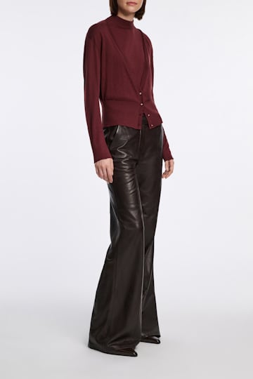 Dorothee Schumacher V-Neck Cardigan aus Merino und Seide deep redbrown