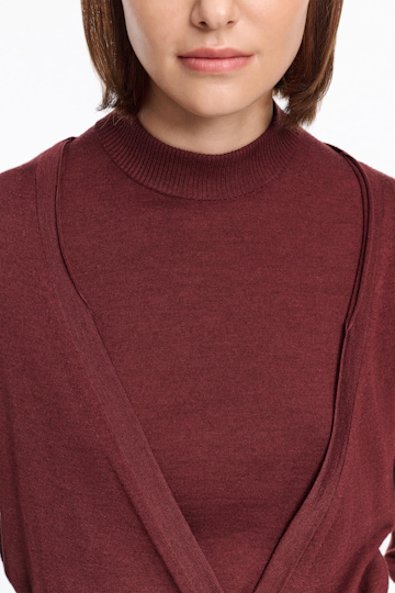 Dorothee Schumacher Virgin Merino-silk V-neck cardigan deep redbrown