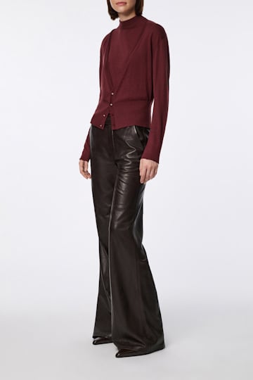 Dorothee Schumacher Pullover aus Merino und Seide mit Stehkragen deep redbrown