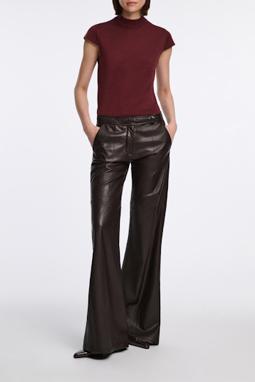 Dorothee Schumacher Virgin Merino-silk cap sleeve top deep redbrown